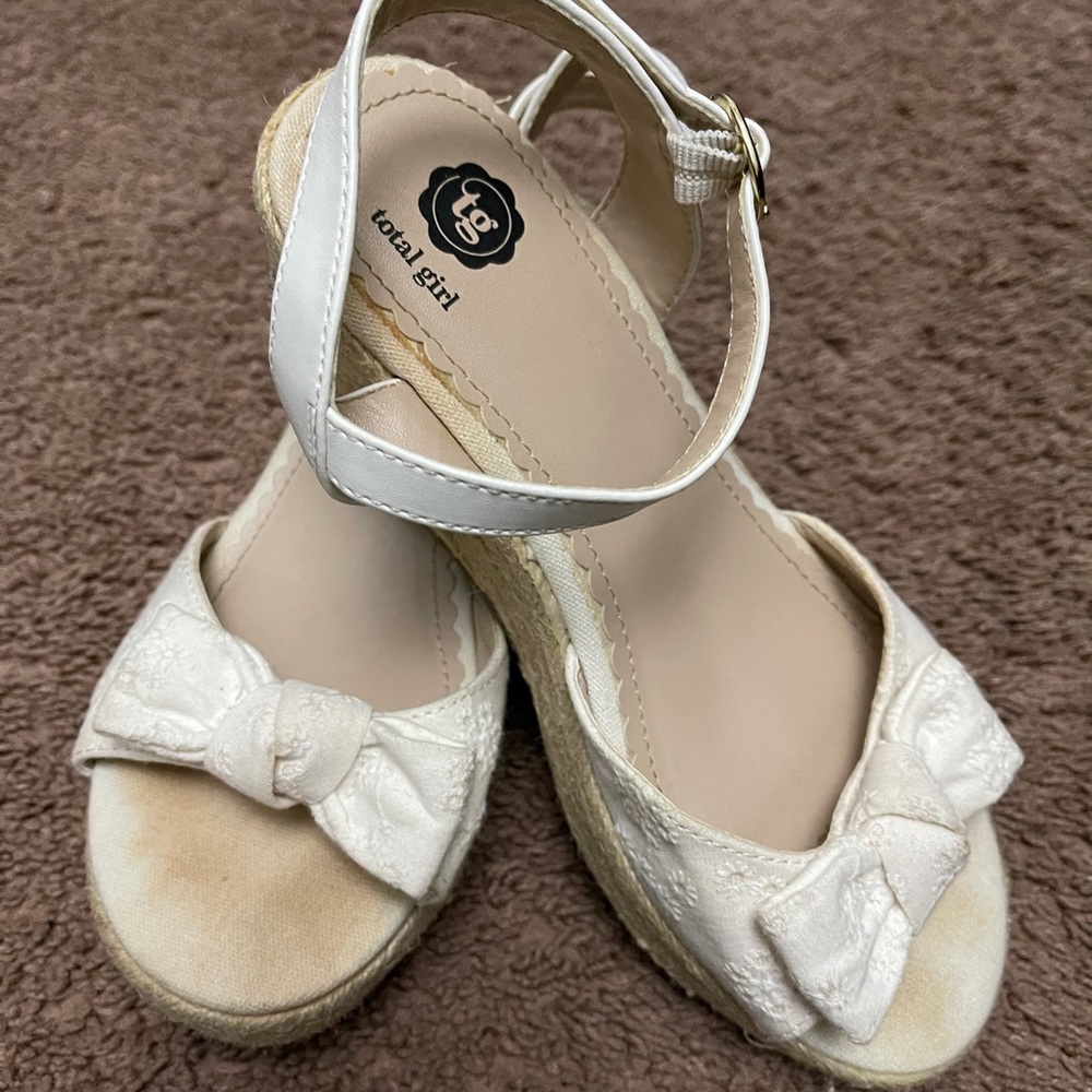 Girls Fancy White Heels
